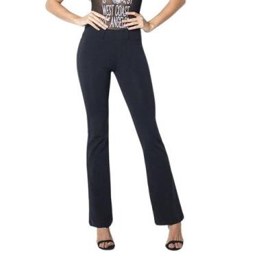 Imagem de Calça Social Feminina Preta Flare Cintura Alta Loopper, P 36, Preto