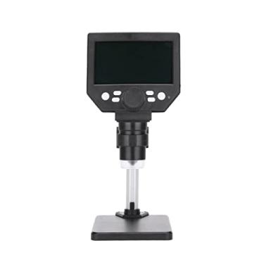 Imagem de Adaptador de microscópio G1000 câmera de microscópio digital microscópio eletrônico 4,3 polegadas display LCD 8MP 1-1000X lupa acessórios do microscópio (cor: suporte de metal)