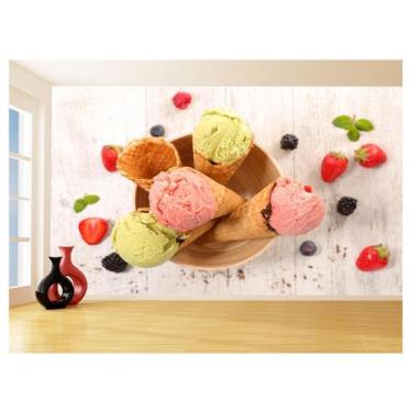 Imagem de Papel De Parede Alimentos Sorvetes Massa Cores 3,5M Al407 - Você Decor