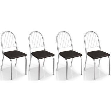 Imagem de Kit 4 Cadeiras de Cozinha Noruega 2C077 4 Un Cromada/Preto 110 - Kappesberg