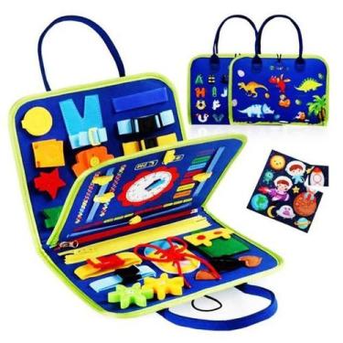 Imagem de Bolsa Maleta Pasta Infantil Montessori Pedagógica Azul