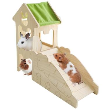 Imagem de Esconderijo de porquinho-da-índia de madeira, brinquedos de escalada, labirinto de hamster, acessórios de animais pequenos para coelho, chinchila, rato, camundongo, gerbil (combinações 1)