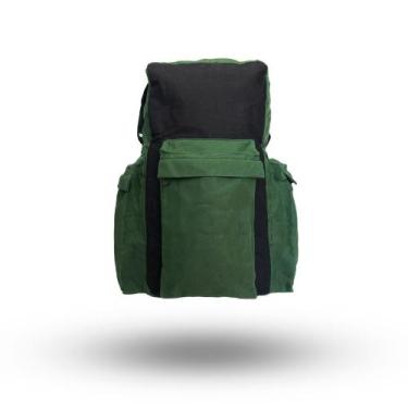 Imagem de Mochila Vertical 50Litros - Lona Encerada - MB, Preto com verde bandei
