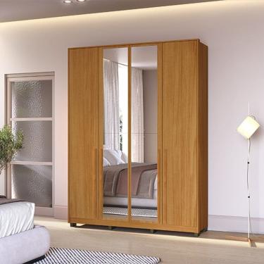 Imagem de Guarda-roupa com Espelho 4 Portas Órion Marrom