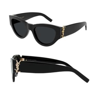 Imagem de YVES SAINT LAURENT Óculos de Sol em Formato de Olho de Gato SL M94 + Pacote com Kit de Óculos de Luxo eShades, 53mm, Preto C/Cinza (53mm)