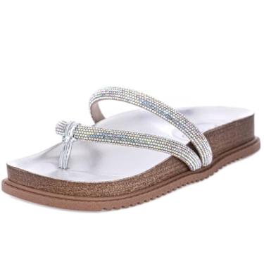 Imagem de Chinelo Feminino Flat Strass Conforto Metalizado Beira Rio
