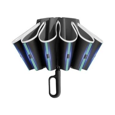 Imagem de Guarda-chuva Automático Unissex 60K, À Prova De Vento, Faixa Refletiva