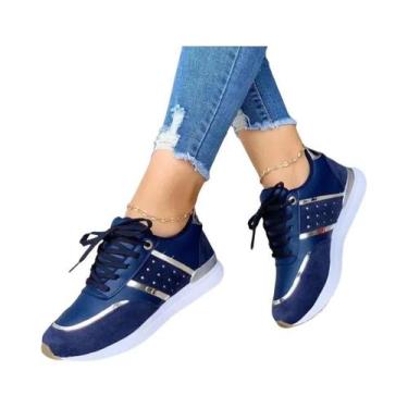 Imagem de Tênis Plataforma Feminino Em Couro Com Patchwork, Casual, Esportivo, P