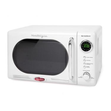 Imagem de Forno micro-ondas de bancada Nostalgia retrô branco, 700W, display digital LED, 12 prog...