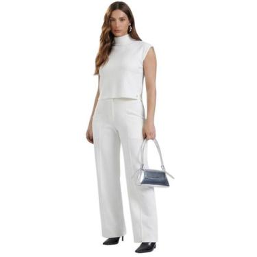 Imagem de Conjunto Feminino Blusa e Calça Gris G90178, Off white, P