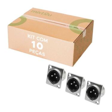 Imagem de 10x Conector Xlr Cannon Macho para Painel Linha Profissional - PIX