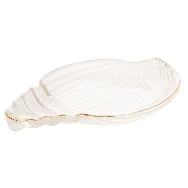 Imagem de WOLFF - Mini Travessa Vidro Concha C/Fio de Ouro Caracol 21x15,5cm