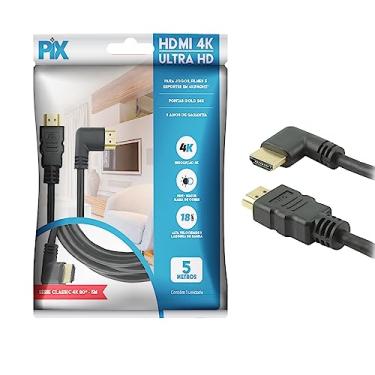Imagem de PIX Cabo HDMI 2.0 4K 19 Pinos - Plug 90 Graus, 5 Metros