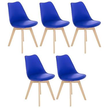 Imagem de Loft7, Kit 5 cadeiras jantar cozinha Leda Eames com assento estofado