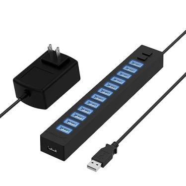 Imagem de SABRENT Hub USB 2.0 de alta velocidade de 13 portas com adaptador de alimentação e 2 interruptores de controle (HB-U14P)