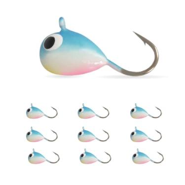 Imagem de MUUNN 10 peças 0,20 g - 4,40 g multicolorido brilho tungstênio pesca no gelo, 2,7 mm - 7 mm, anzol Hayabusa para pesca no gelo no inverno 4,0 mm