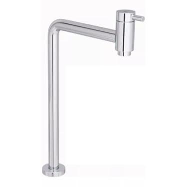 Imagem de Torneira Banheiro Bica Alta 1/4 de Volta Metal Cromado Luxo para Cuba de Apoio - Design 90º com Arejador Economizador (32,5cm) - Zero oxidação