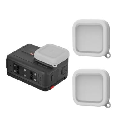 Imagem de NUHFUFA 2 pacotes de capa protetora de lente de silicone acessórios de tampa de lente macia compatível com Insta360 Ace Pro lavável tampa anti-perda com orifício de cordão (cinza)