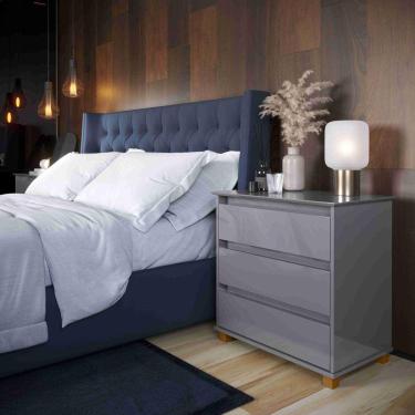 Imagem de Mini Cômoda 3 Gavetas Ej Sala Quarto Cinza Rede Móveis