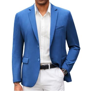 Imagem de COOFANDY Blazer masculino casual slim fit jaqueta esportiva de malha leve jaqueta blazer de dois botões, Azul royal, X-Large