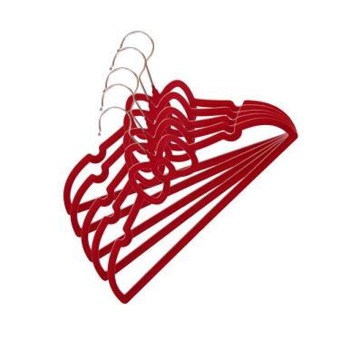 Imagem de Cabide Veludo Vizapi Infantil Bebê Velvet C/ 5 33X21Cm Com Barra Para Calça Tope Fúscia