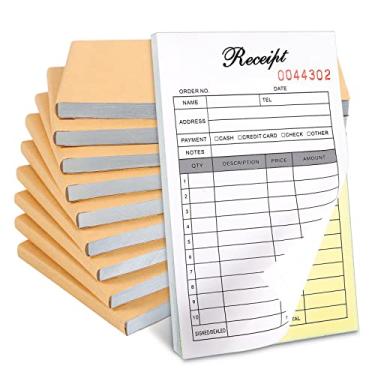 Imagem de Pacote com 10 livros de recibos, 8,5 x 14 cm, manual de 2 partes, bloco de notas fiscais de vendas sem carbono, bloco de notas fiscais com papelão para pequenas boutiques, (50 conjuntos x 10 unidades)