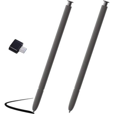 Imagem de Pacote com 2 canetas de substituição para Galaxy S24 Ultra S para Samsung Galaxy S24 Ultra S Pen sem Bluetooth para Samsung Galaxy S24 Ultra 5G Stylus Pen (cinza escuro) conversor tipo C