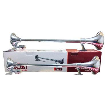 Imagem de Buzina Maritima Cromada C/ Valvula Bivolt Caminhão Barco Trem