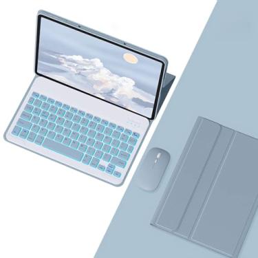 Imagem de VLEAQC Estojo de teclado para Huawei MatePad 10.4 (BAH3-W09/BAH3-AL00), teclado Bluetooth sem fio retroiluminado de 7 cores com mouse, capa protetora fina,Blue