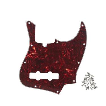 Imagem de ROZILO Vintage Tortoise Jazz Bass Pickguard de guitarra de 10 furos para para-lama de 4 cordas Jazz Bass estilo moderno