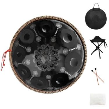 Imagem de Conjunto de panelas de mão 432 Hz premium de 55 cm com 9 sons D menor, instrumento de bateria para adultos, impressão preta