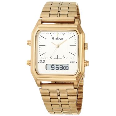 Imagem de Armitron Relógio masculino analógico com pulseira digital, 20/5453, Dourado