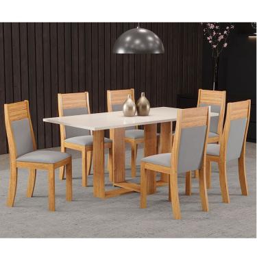 Imagem de Mesa de Jantar Retangular Milano Com 6 Cadeiras Roma Cobre/Blonde/Cinza - Casa Giulia