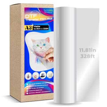 Imagem de CISinks Rolo de filme DTF de casca quente/fria para sublimação (30 cm x 100 m) papel de transferência de calor PET para impressão direta faça você mesmo pré-tratamento universal à prova d'água transparência em camisetas, para impressão têxtil