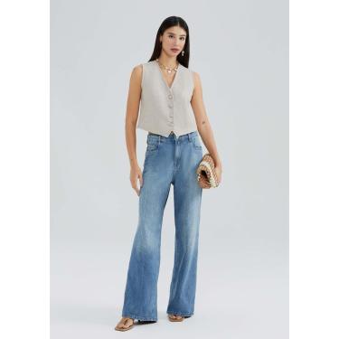 Imagem de Calça Jeans Feminina Reta Cintura Média - Azul 044-Feminino