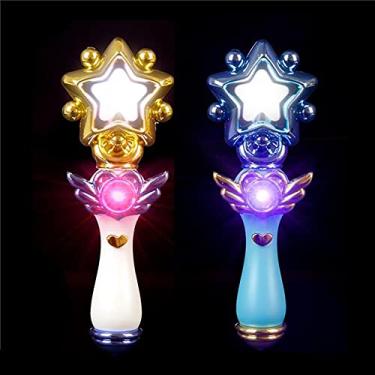 Imagem de The Dreidel Company Vara Mágica, 2 Varinhas Mágicas (2-Pack Sortidas), Azul ou Branco/Dourado, 8 Polegadas, Manual, Fantasia, Brinquedo, Sem Pilhas Necessárias, Indoor