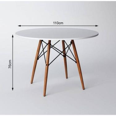 Imagem de Mesa Eames Eiffel Redondo Tampo de Madeira 110cm Branco