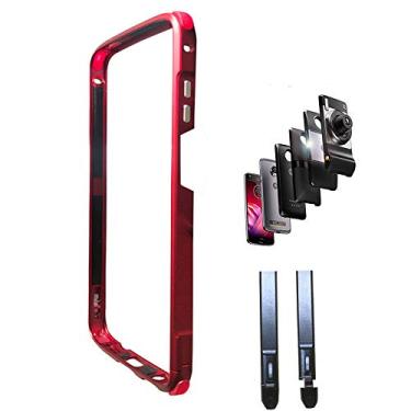 Imagem de Dngn Capa para Moto Z3/Z3 Play, moldura amortecedora de liga de alumínio, compatível com Moto Mods, proteção à prova de choque, vermelha