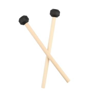 Imagem de Vaveren 2Pcs Percussão Baquetas de aço Tambor Marretas Leves Cabeça de Borracha para Meditação Yoga Marimba Exercício Carrilhão Xilofone, Cabeça Chata