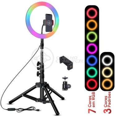 Imagem de Kit Iluminador Luz Led Ring Light Rgb Colorida 1026Cm Tripé - Smart Br