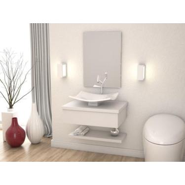 Imagem de Bancada Metrópole 606w 60cm C/cuba F44 e Espelheira - Compace, Branco