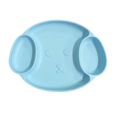 Imagem de Prato Silicone Ursinho Interativo Educativo Infantil Bebê com Divisóri
