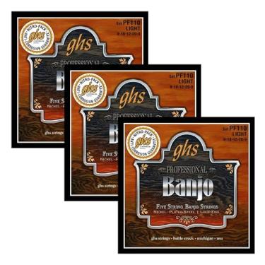 Imagem de GHS Strings BANJO - Conjunto de cordas niqueladas - 5 cordas - PF110 - Leve, 3 conjuntos de PF110