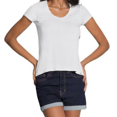 Imagem de Camiseta Feminina Lundender Viscose Lisa Branca - 00237 - Lunender, GG