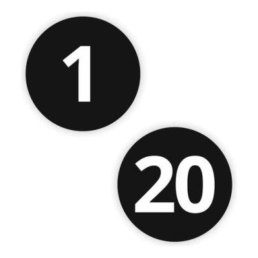 Imagem de Adesivo Número 1 A 20 Redondo Carro Armário Mesa Preto 5x5cm - Fixa Pe