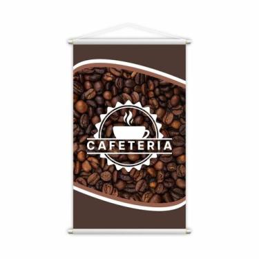 Imagem de Banner Cafeteria Café Grãos Xícara Bebida Lona 80X50Cm - Plimshop