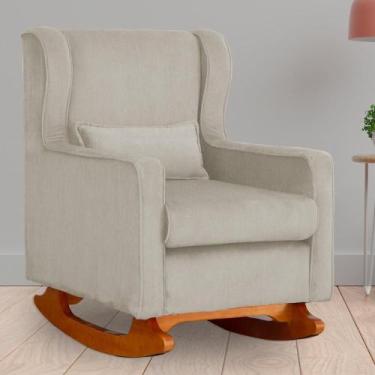 Imagem de Poltrona Amamentação Balanço Aurora Suede Bege - LM DECOR