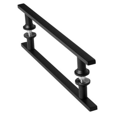Imagem de Puxador De Porta Preto Inox Vidro Pivotante 20cm M.S - MetalCromo