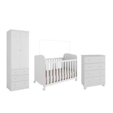 Imagem de Quarto Completo Bebê Moveis Peroba Junior 02 pts Uli MDF, Branco