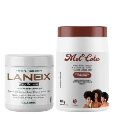 Imagem de Kit Mel Cola 1kg + Mask Repositora Força extrema Lanox 500g - Trihair